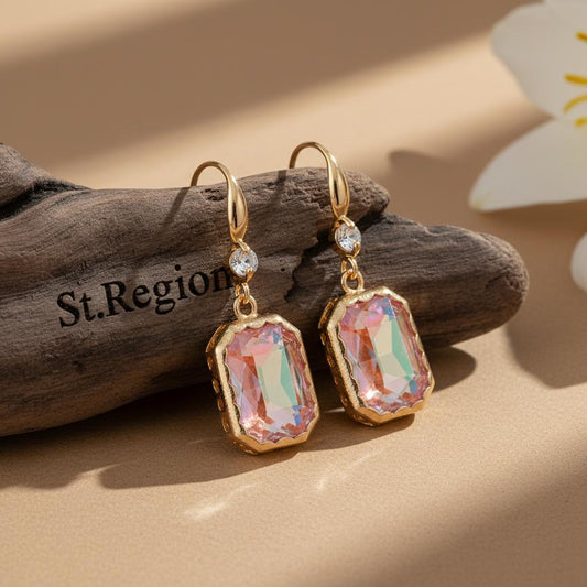pink acrylic drop earrings for women St.Region