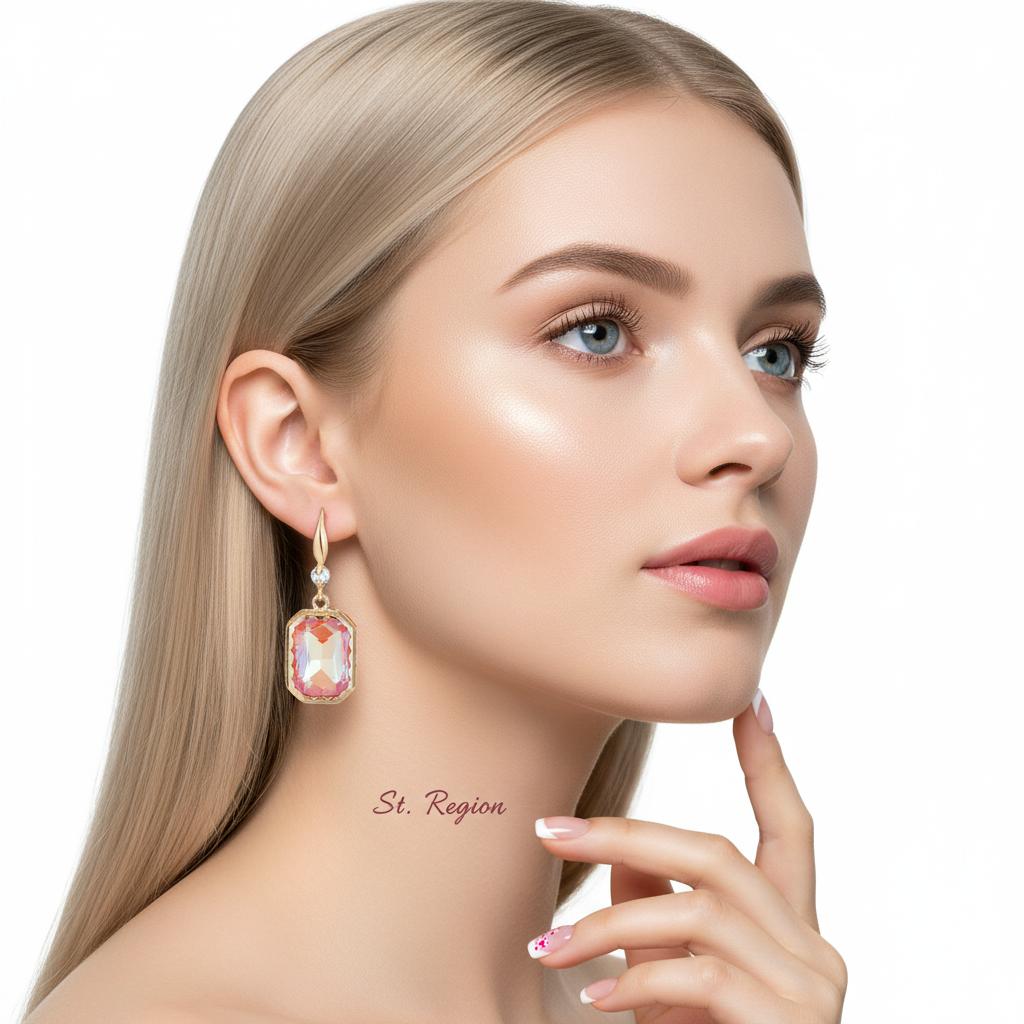 Orange Crystal and Cubic Zirconia Goldtone Cushion-Cut Hook Earrings, gold drop earrings for women, styled look
