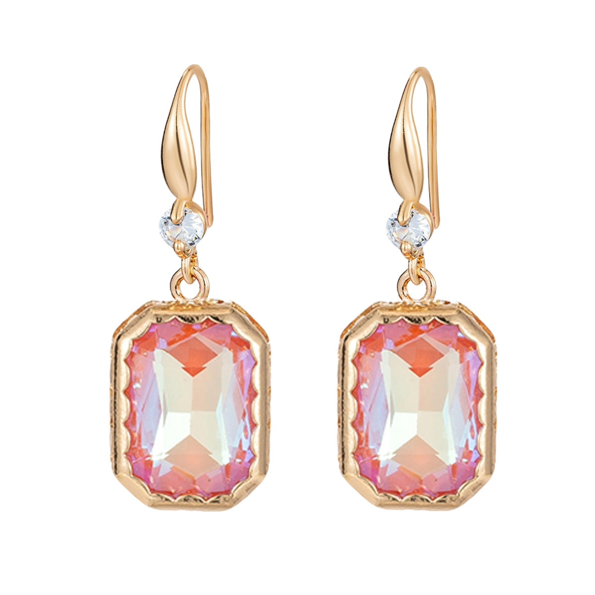 Orange Crystal & Cubic Zirconia Goldtone Cushion-Cut Hook Earrings - Street Region