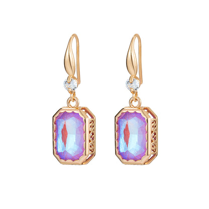 Purple Crystal & Cubic Zirconia Goldtone Cushion-Cut Hook Earrings - Street Region