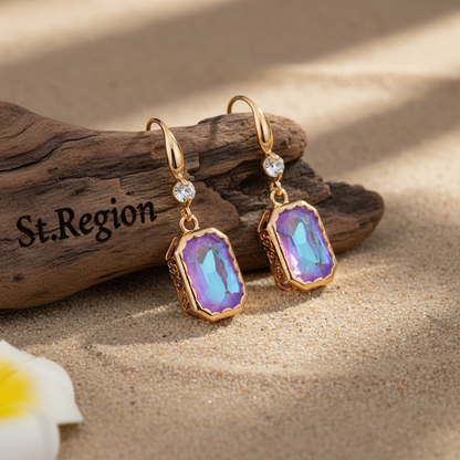 Purple Crystal & Cubic Zirconia Goldtone Cushion-Cut Hook Earrings - Street Region