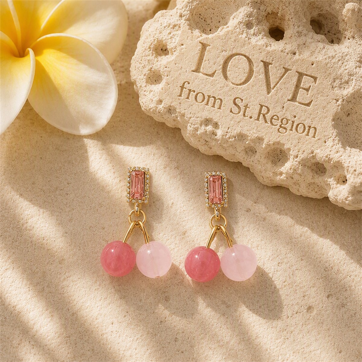Pink Crystal and Dark Pink Bead Baguette Drop Earrings, drop earrings for women, everyday style, lifestyle look