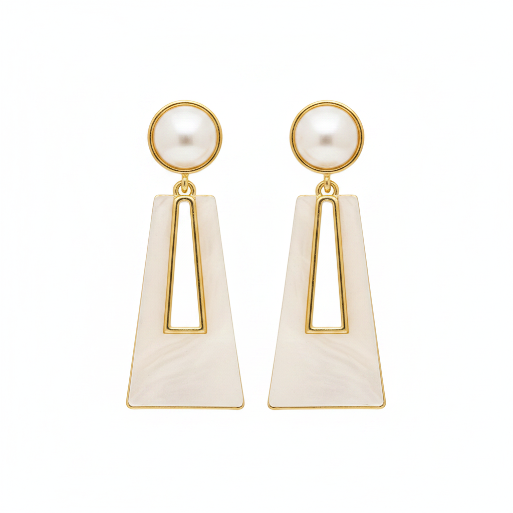 Shell & Pearl 18K Gold-Plated Trapezoid Drop Earrings - Street Region