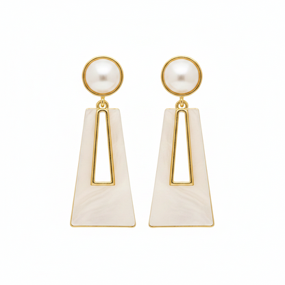 Shell & Pearl 18K Gold-Plated Trapezoid Drop Earrings - Street Region