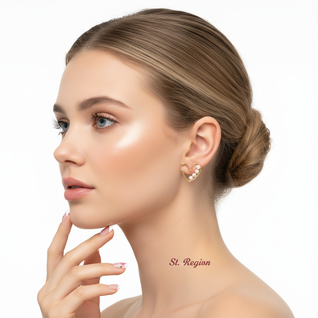Pearl & 18K Gold-Plated Open Heart Beaded Huggie Earrings - Street Region