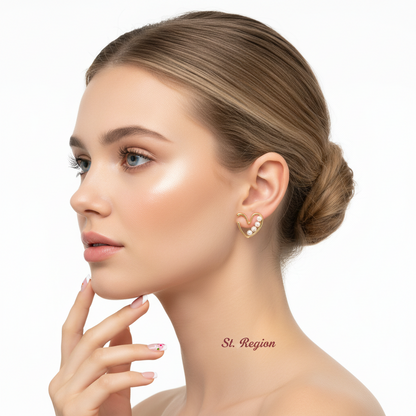 Pearl & 18K Gold-Plated Open Heart Beaded Huggie Earrings - Street Region