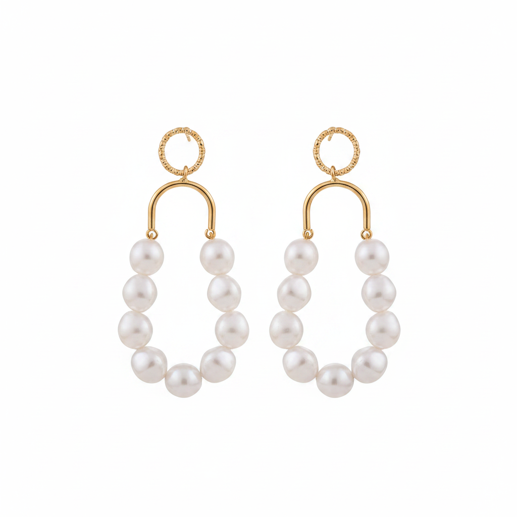 Pearl & 18K Gold-Plated Oval Drop Earrings - Street Region