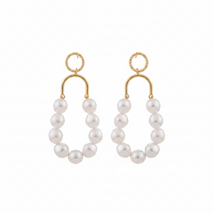 Pearl & 18K Gold-Plated Oval Drop Earrings - Street Region