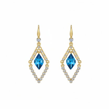 Blue Crystal & Cubic Zirconia Diamond Drop Earrings - Street Region
