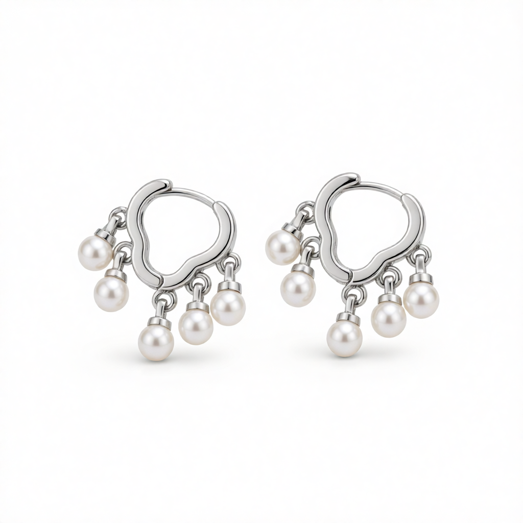 Pearl & Silver-Plated Cloud Tassel Drop Earrings