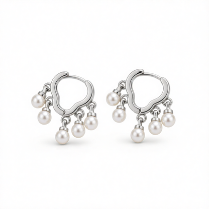 Pearl & Silver-Plated Cloud Tassel Drop Earrings