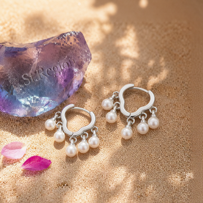 Pearl & Silver-Plated Cloud Tassel Drop Earrings