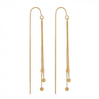 18K Gold-Plated Beaded Threader Earrings, vintage-inspired design, side view