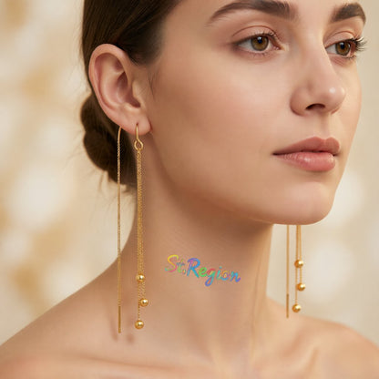18K Gold-Plated Beaded Threader Earrings, vintage-inspired design, styled look