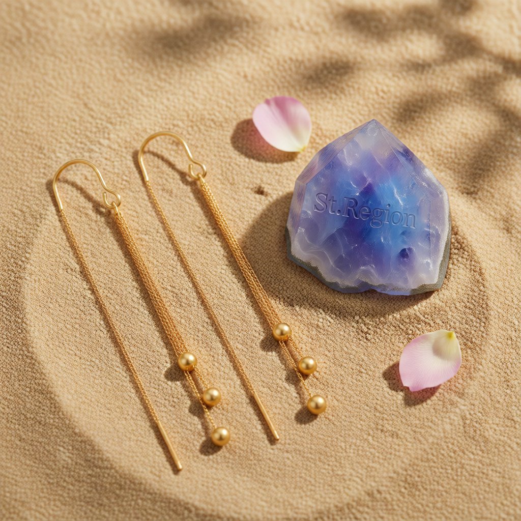 18K Gold-Plated Beaded Threader Earrings, vintage-inspired design, detail close-up