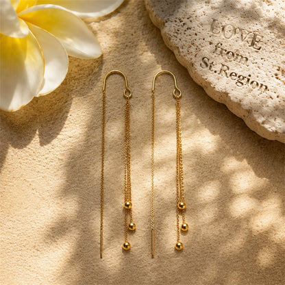18K Gold-Plated Beaded Threader Earrings, vintage-inspired design, lifestyle look