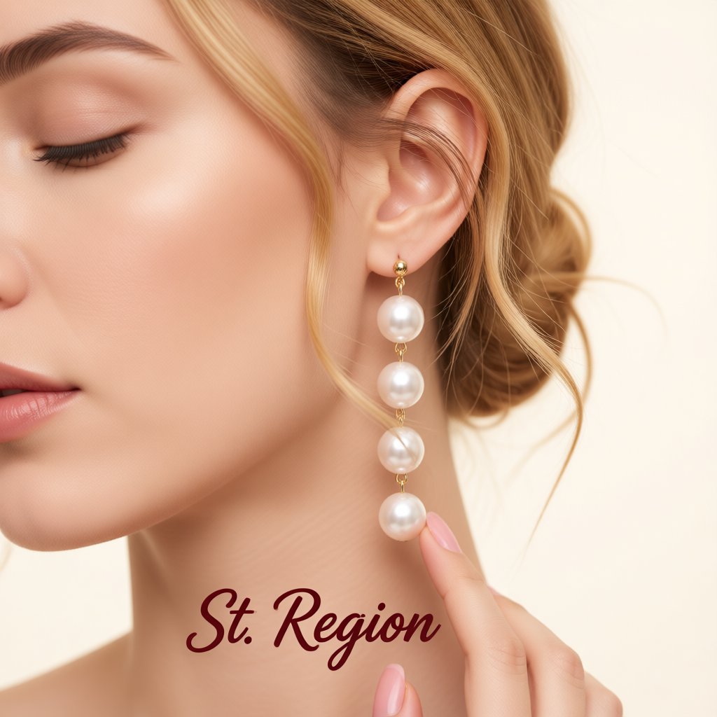 Pearl and 18K Gold-Plated Linked-Ball Drop Earrings, gold drop earrings for women, dainty minimalist design, styled look