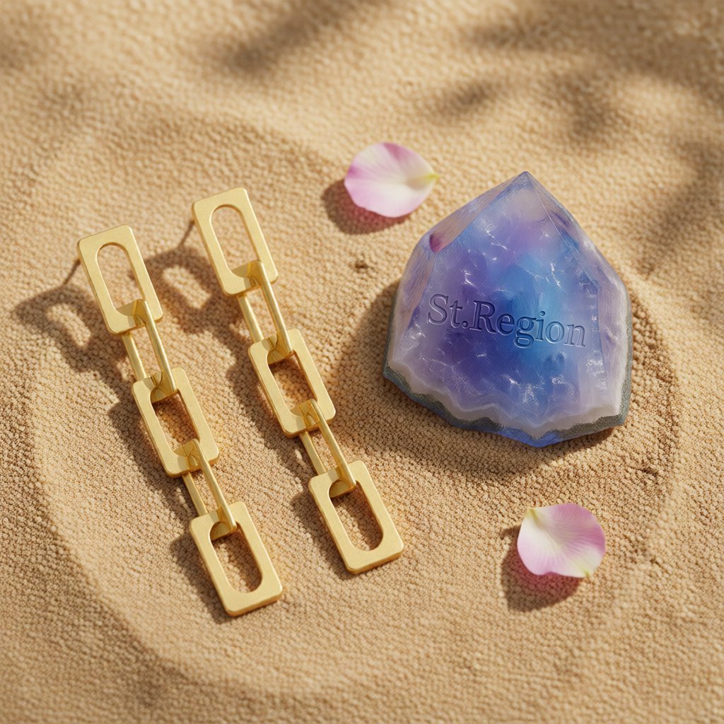 18K Gold-Plated Chain Drop Earrings, gold drop earrings for women, vintage-inspired design, detail close-up