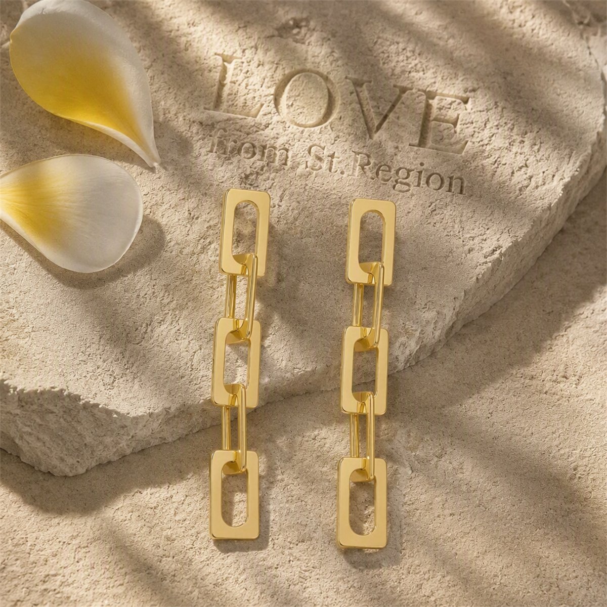 18K Gold-Plated Chain Drop Earrings, gold drop earrings for women, vintage-inspired design, lifestyle look