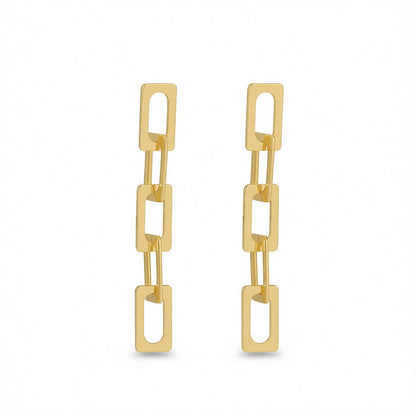 18K Gold-Plated Chain Drop Earrings, gold drop earrings for women, vintage-inspired design, side view