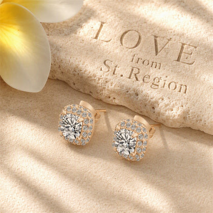 Cubic Zirconia and Crystal Halo Stud Earrings, stud earrings for women, vintage-inspired design, lifestyle look