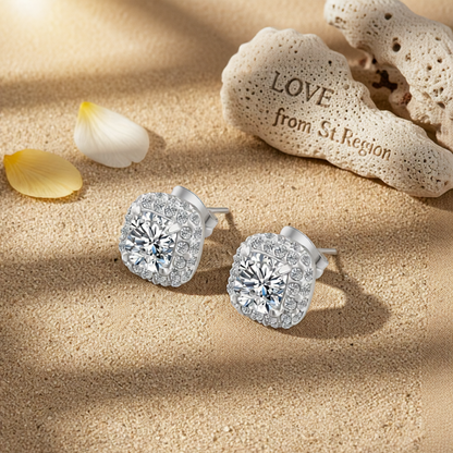 Clear Crystal & Cubic Zirconia Halo Silver-Plated Stud Earring