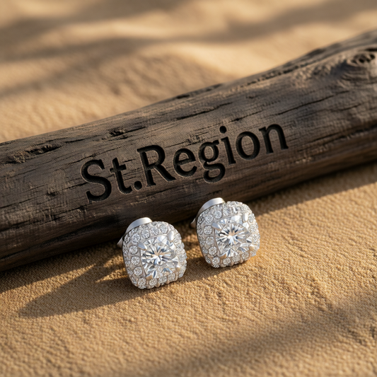 Clear Crystal & Cubic Zirconia Halo Silver-Plated Stud Earring