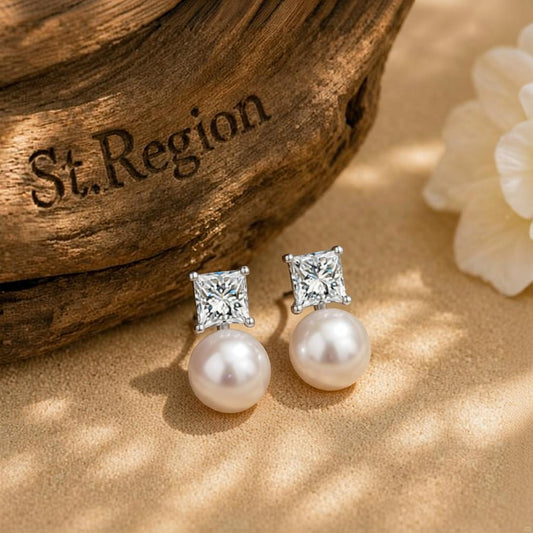 Clear Crystal & Pearl Silver-Plated Drop Earrings