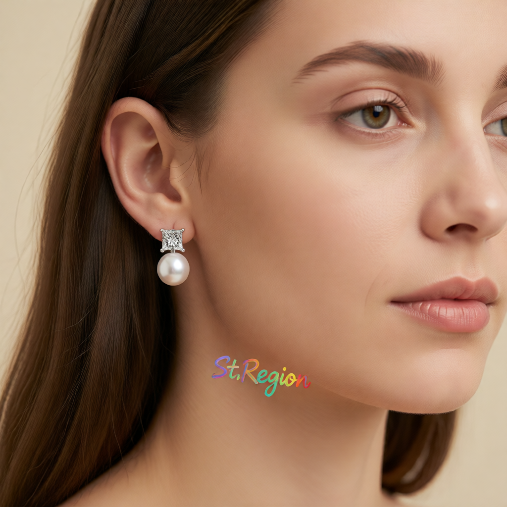 Clear Crystal & Pearl Silver-Plated Drop Earrings