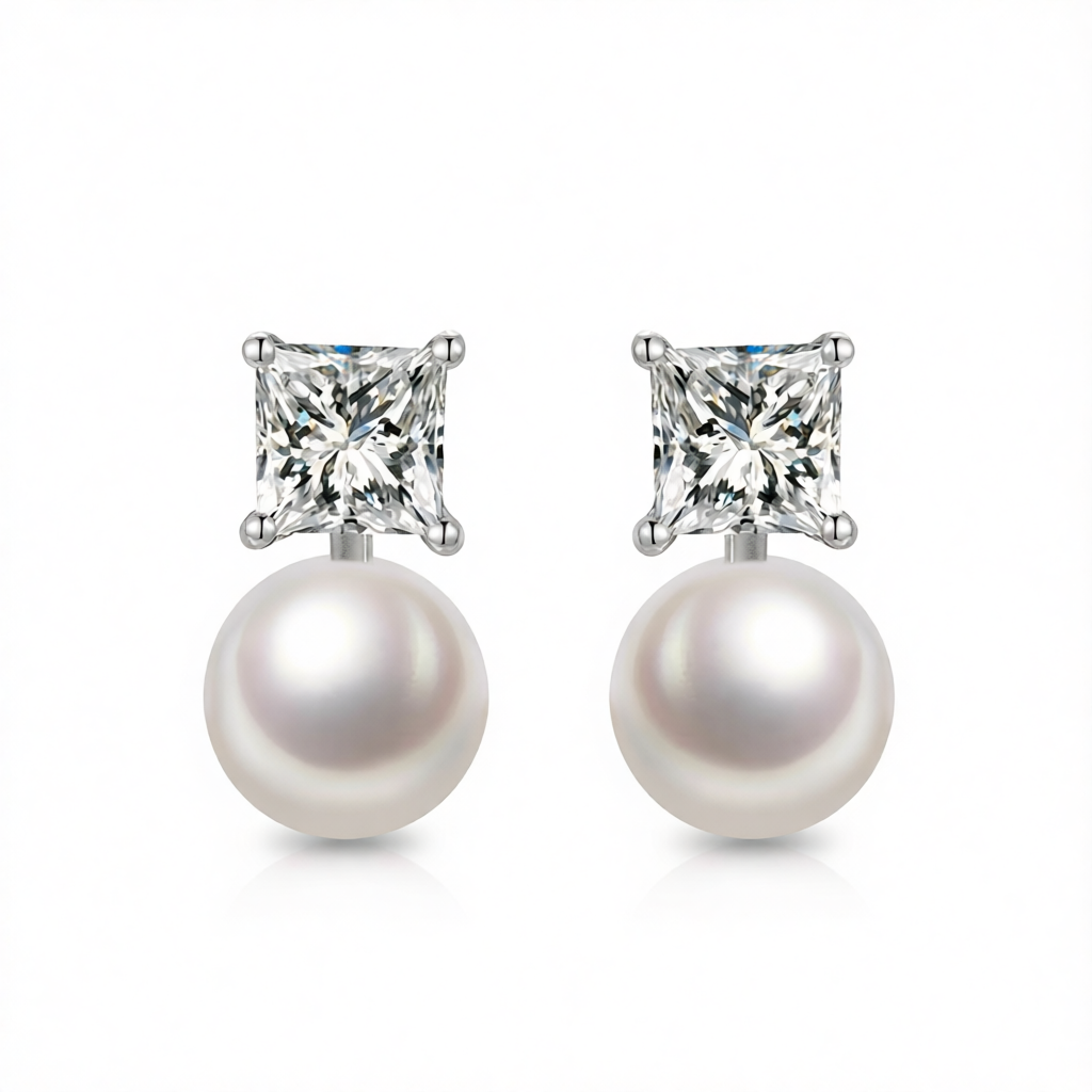 Clear Crystal & Pearl Silver-Plated Drop Earrings