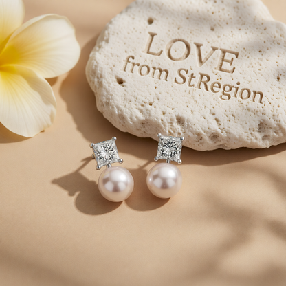 Clear Crystal & Pearl Silver-Plated Drop Earrings