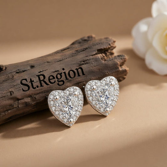 Crystal & Cubic Zirconia Heart Hola Stud Earrings