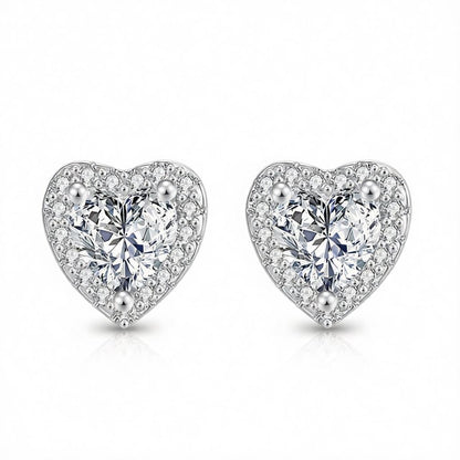 Crystal & Cubic Zirconia Heart Hola Stud Earrings