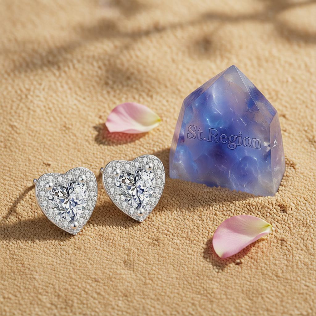 Crystal & Cubic Zirconia Heart Hola Stud Earrings