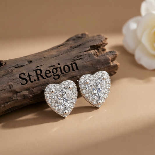 Crystal & Cubic Zirconia Heart Hola Stud Earrings