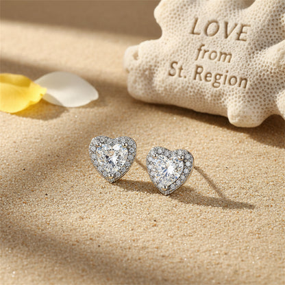 Crystal & Cubic Zirconia Heart Hola Stud Earrings