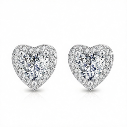 Crystal & Cubic Zirconia Heart Hola Stud Earrings