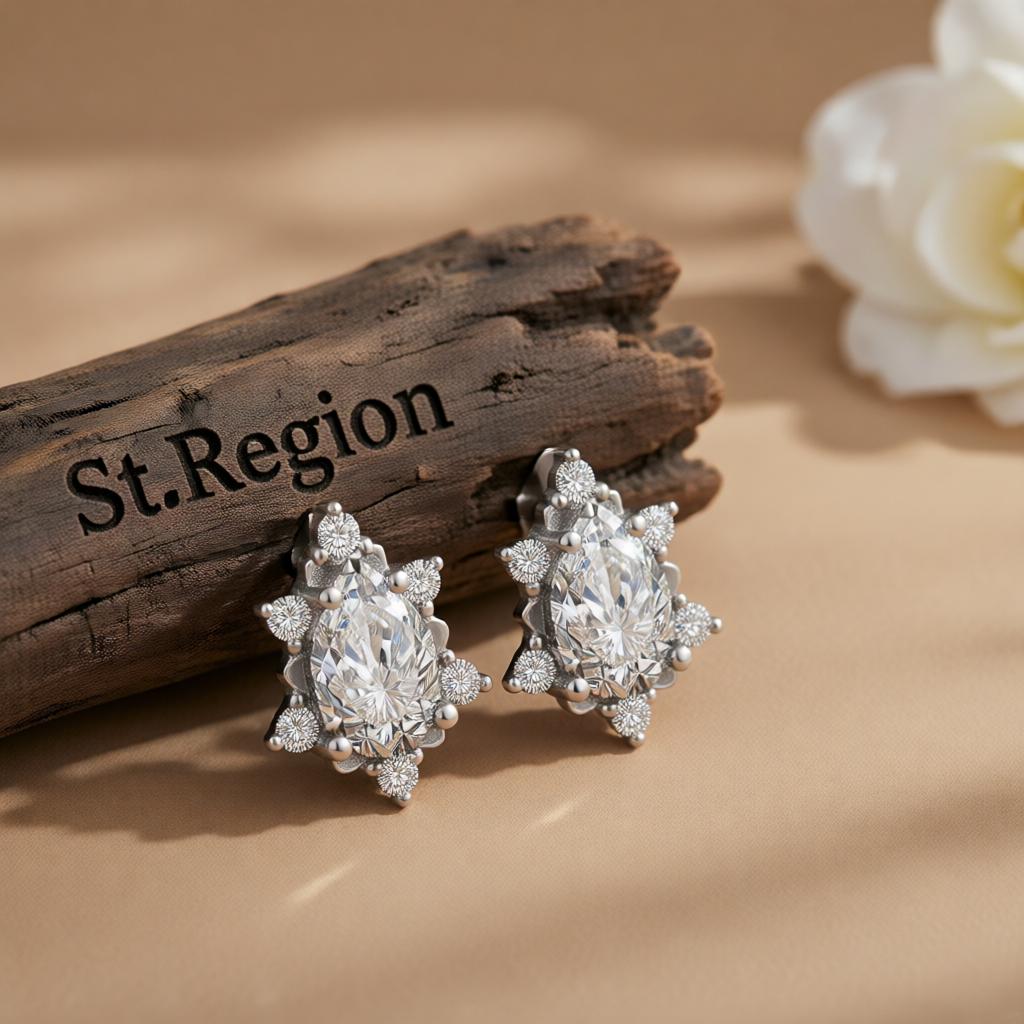 Pear Crystal & Cubic Zirconia Stud Earrings