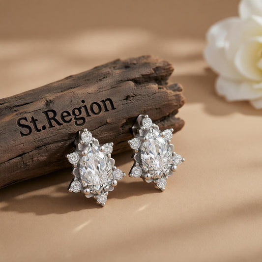 Pear Crystal & Cubic Zirconia Stud Earrings