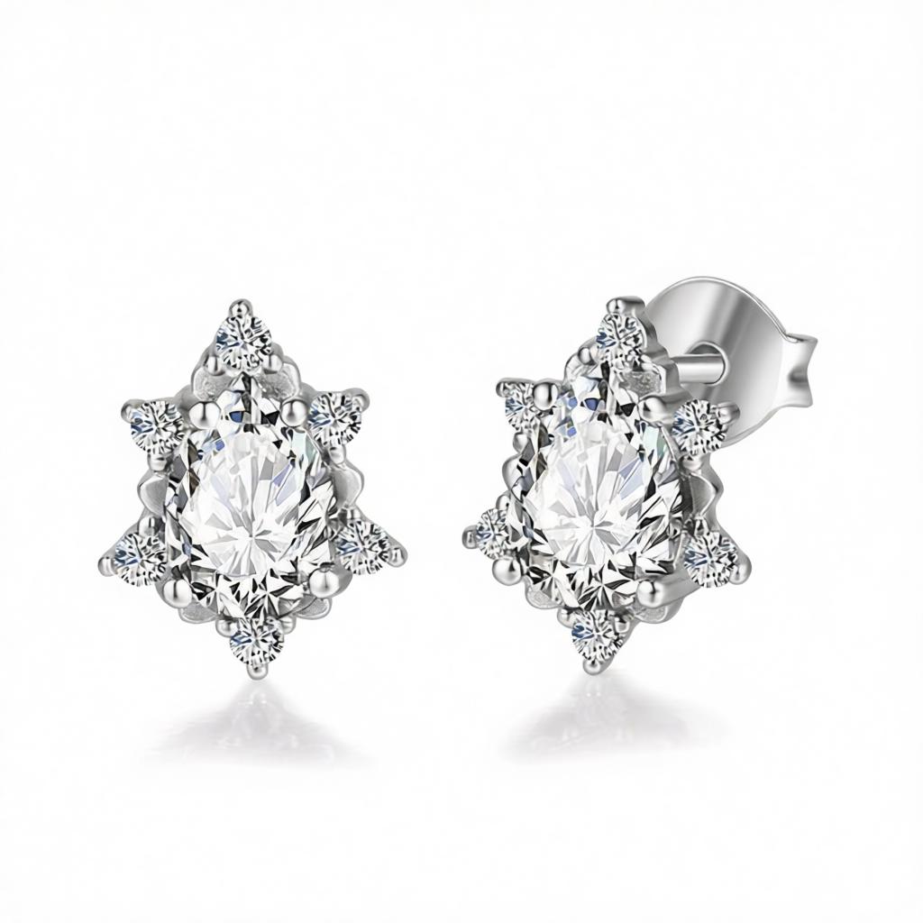 Pear Crystal & Cubic Zirconia Stud Earrings