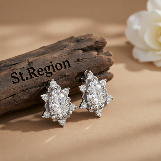 Pear Crystal & Cubic Zirconia Stud Earrings