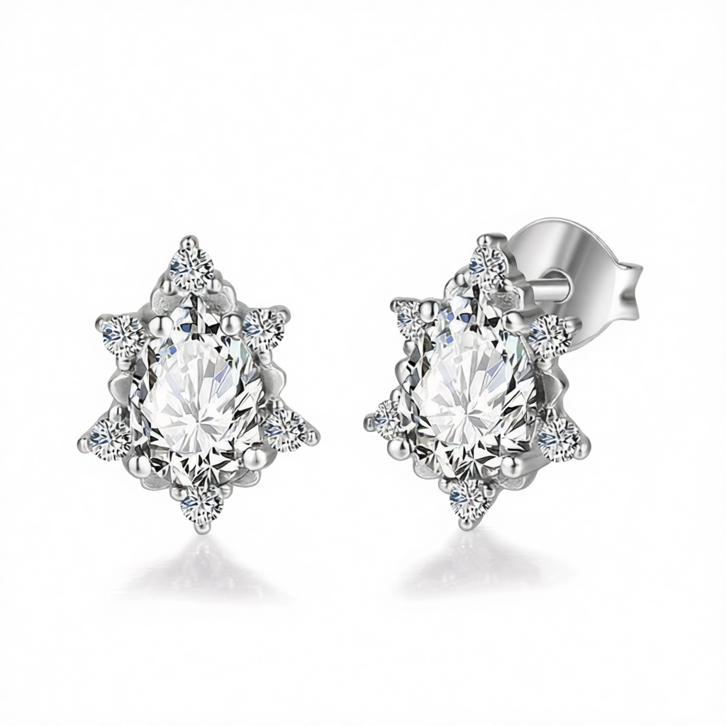 Pear Crystal & Cubic Zirconia Stud Earrings