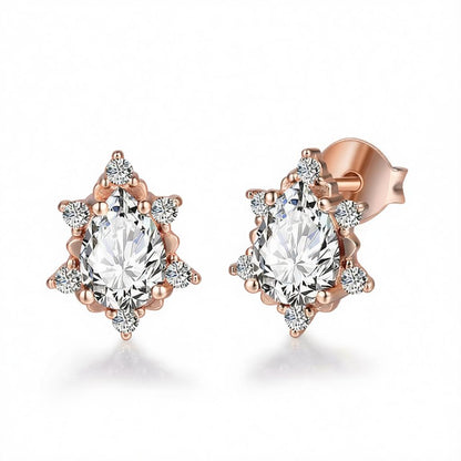 Crystal and Cubic Zirconia Stud Earrings, cubic zirconia stud earrings for women, botanical inspired, side view