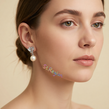 Pearl & Crystal Silver-Plated Drop Earrings