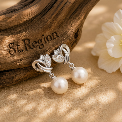 Pearl & Crystal Silver-Plated Drop Earrings