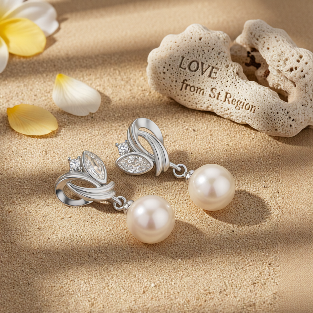 Pearl & Crystal Silver-Plated Drop Earrings