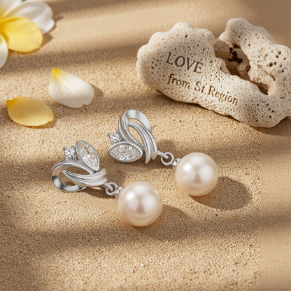 Pearl & Crystal Silver-Plated Drop Earrings