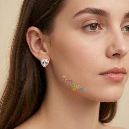 Crystal & 18K Rose Gold-Plated Heart Stud Earrings