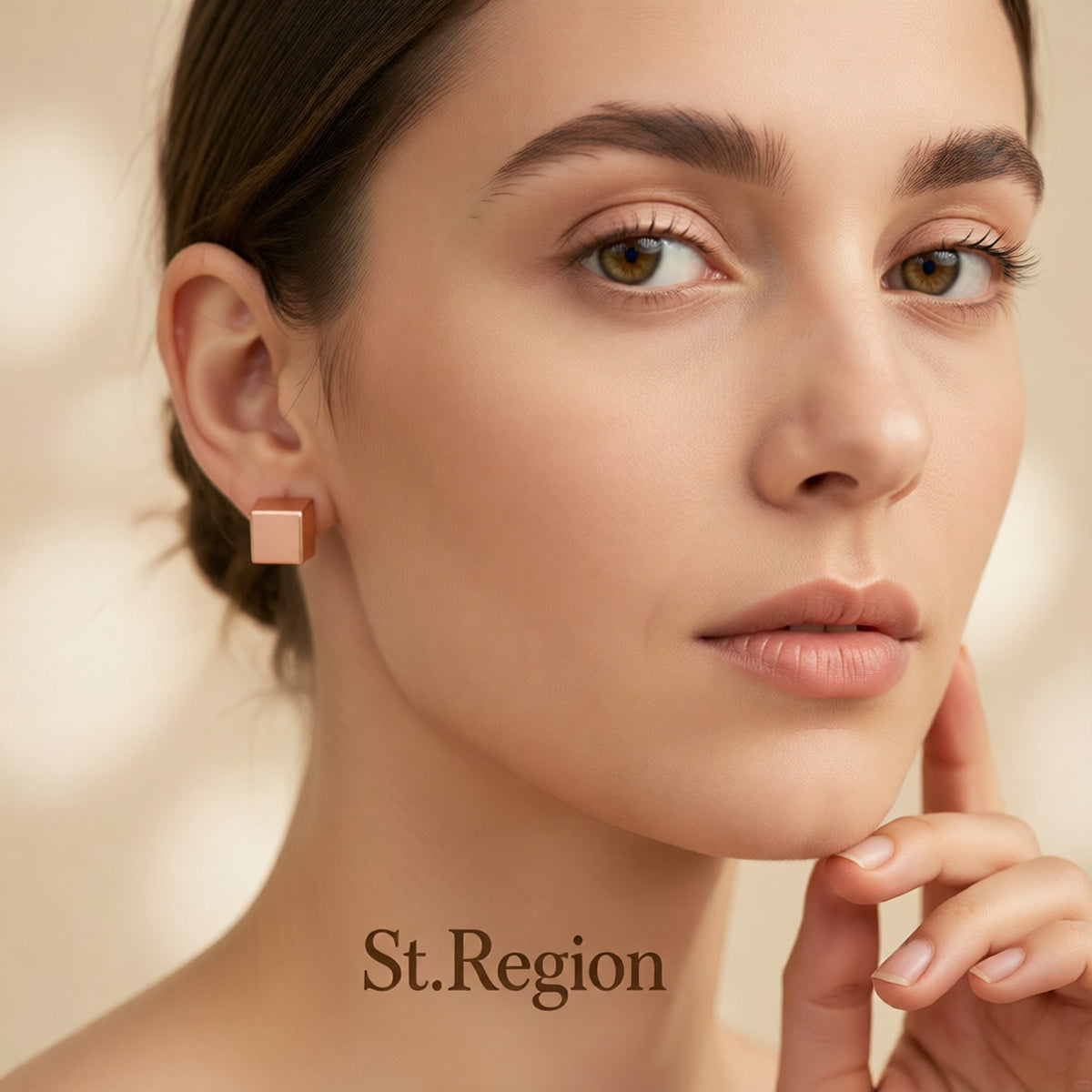 18K Rose Gold-Plated Cube Stud Earrings