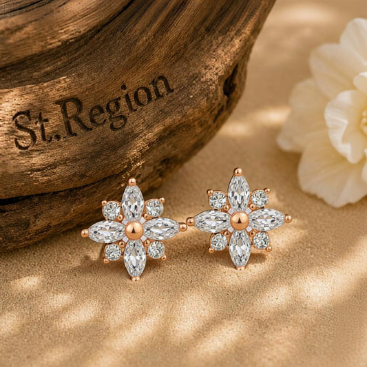 Cubic Zirconia & Crystal Snowflake Stud Earrings